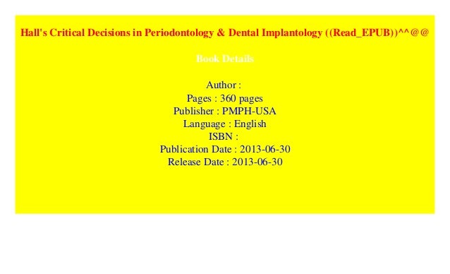 Halls Critical Decisions in Periodontology
